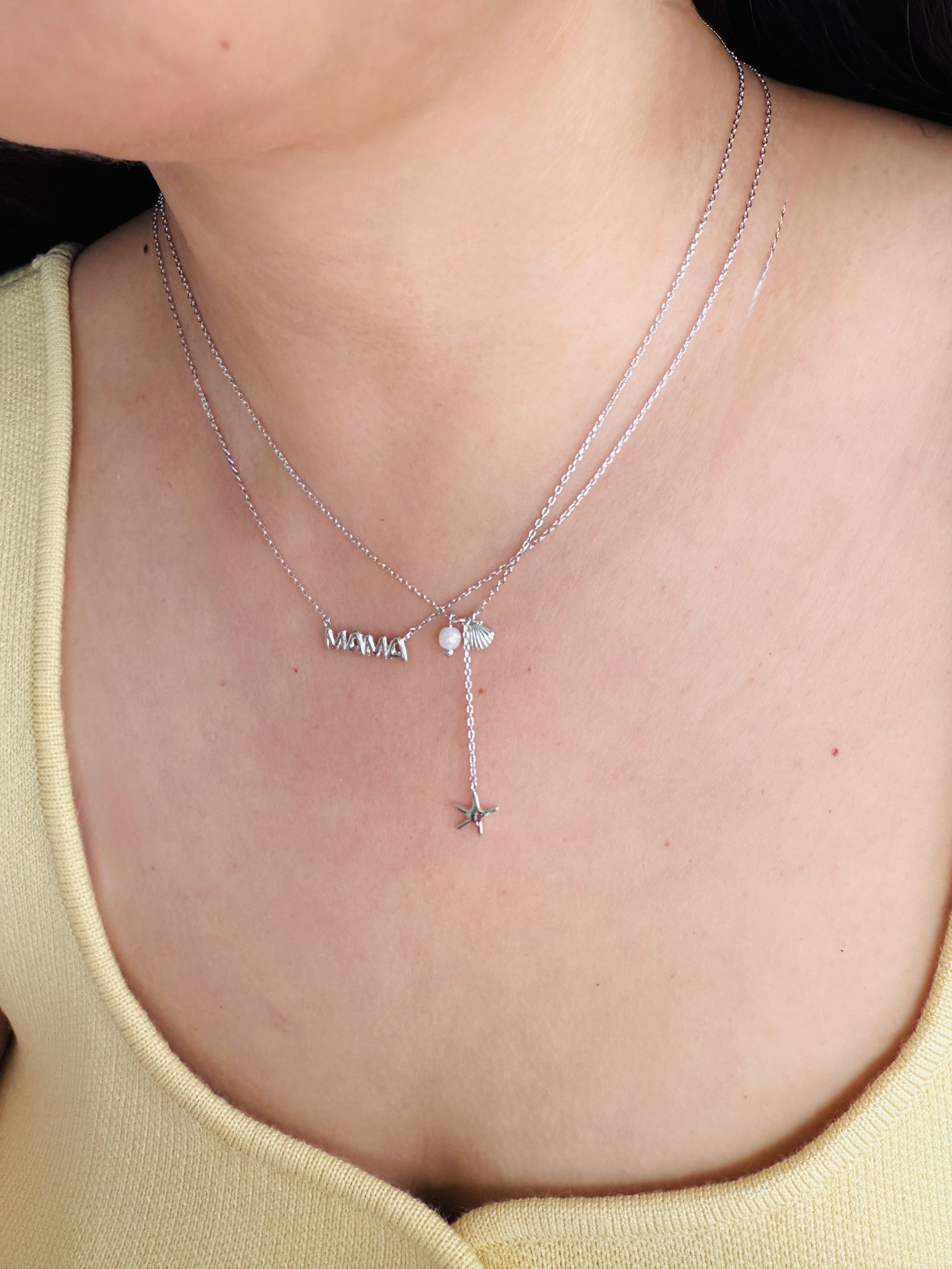 Star Fish Sea Shell Y Necklace