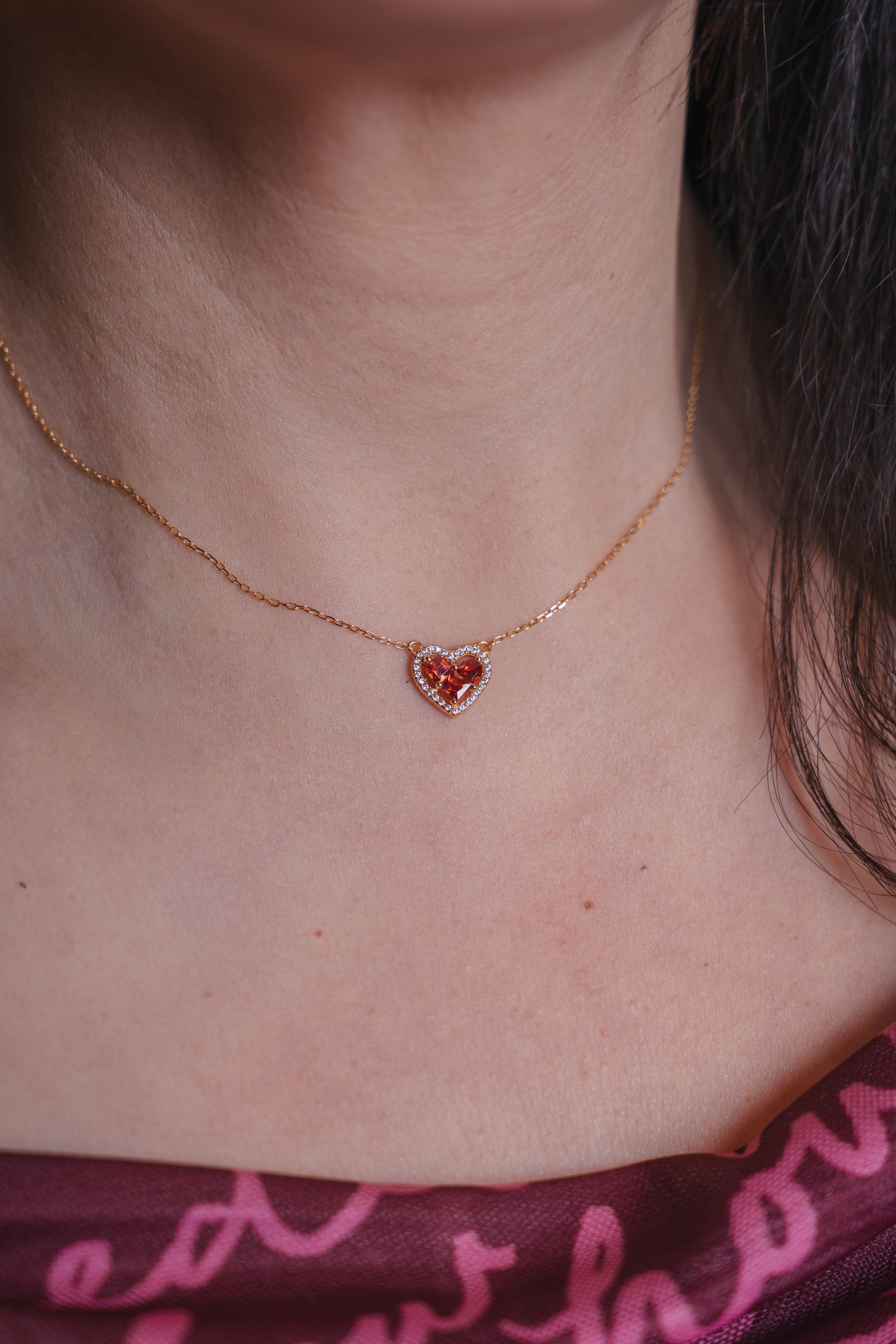 Firenze Pomegranate Red CZ 925 Sterling Silver Necklace