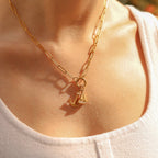 18" Stainless Steel Paperclip Carabiner Charm Holder Necklace