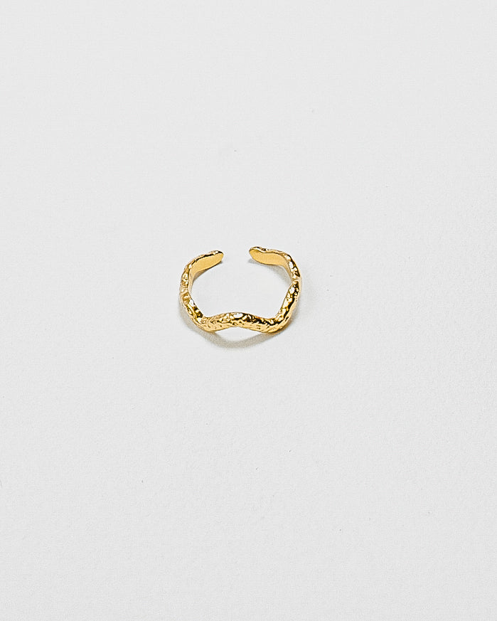 Golden Wave Textured Ring