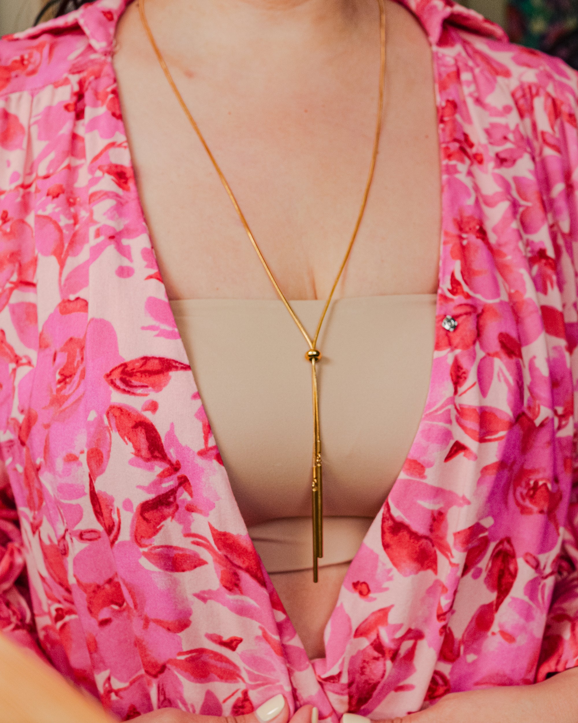 Mallorca 18K Golden Stainless Steel 27inch Lariat Necklace