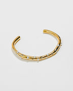 Ophelia Pearl CZ Open Gold Bangle