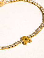 Elena 18K Gold Non-Tarnish Rhinestone Initial Letter Bracelet