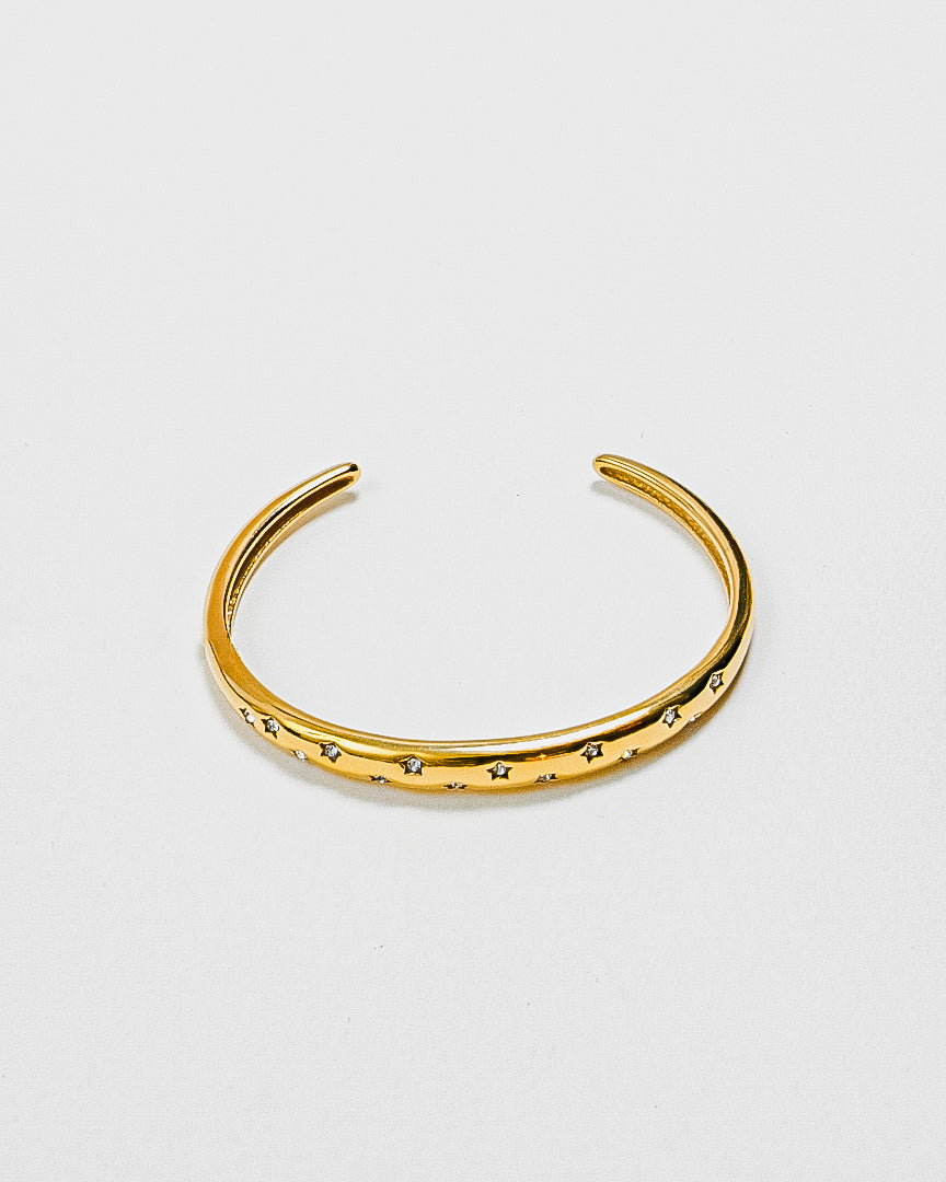 Starlight Gold Open Bangle Bracelet