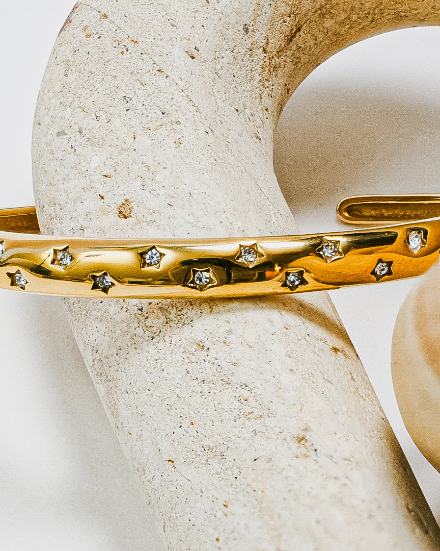 Starlight Gold Open Bangle Bracelet