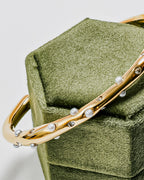 Ophelia Pearl CZ Open Gold Bangle