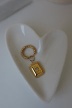 18K Gold Plated Stainless Steel Textured Hoop Earrings 15mm