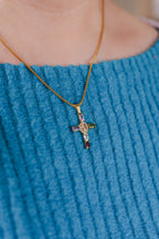 Valentina Gold Cross Pendant Necklace – Non-Tarnish Waterproof Necklace
