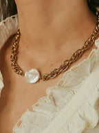 Lory 18K Non-Tarnish Bold Pearl Chain Necklace