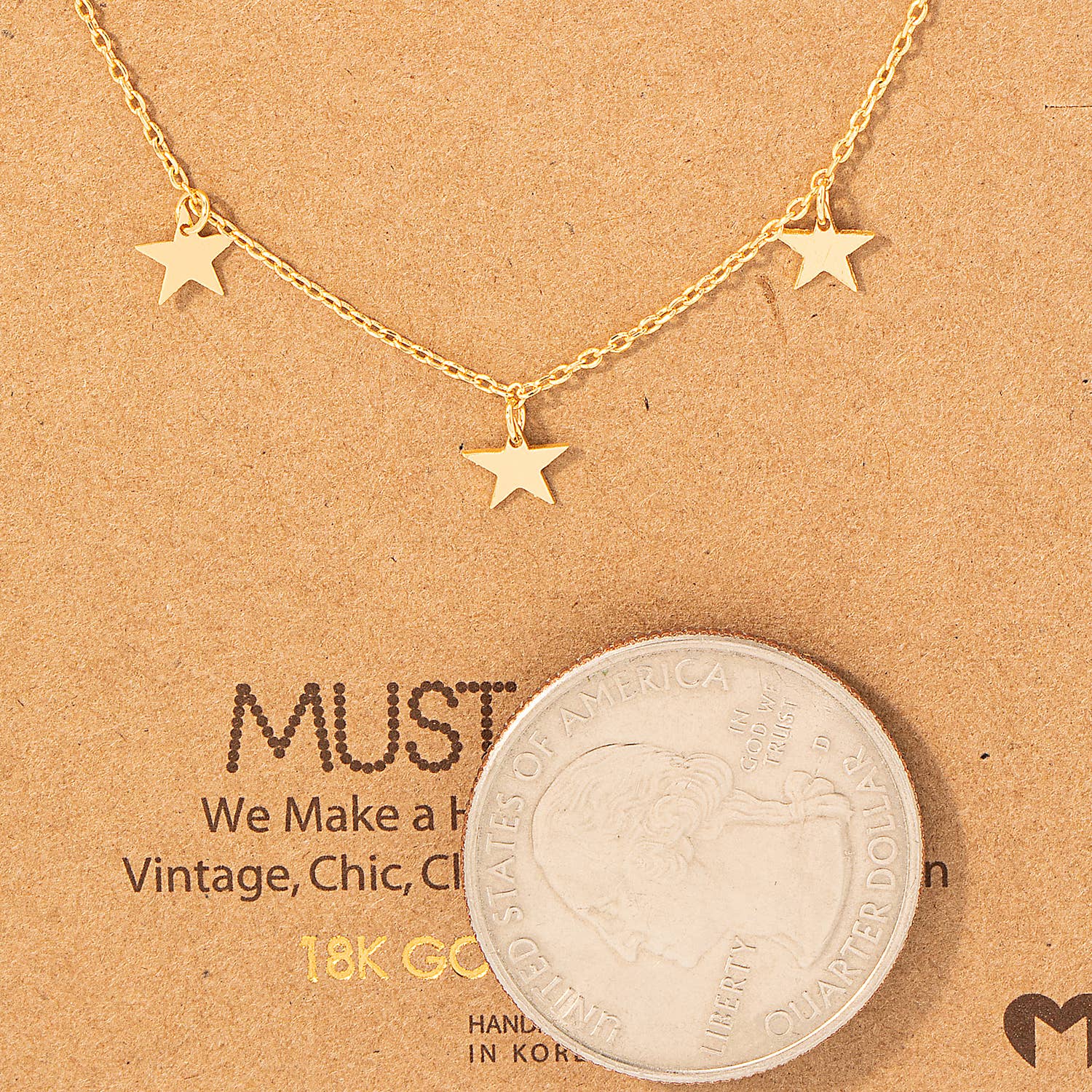 Gold Mini Star Dainty Charm Necklace
