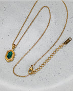 Chelsea Green Pendant Stainless Steel Gold Necklace