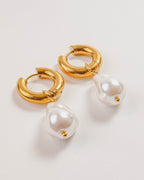 Mallorca Gold Statement Large Pearl Earring