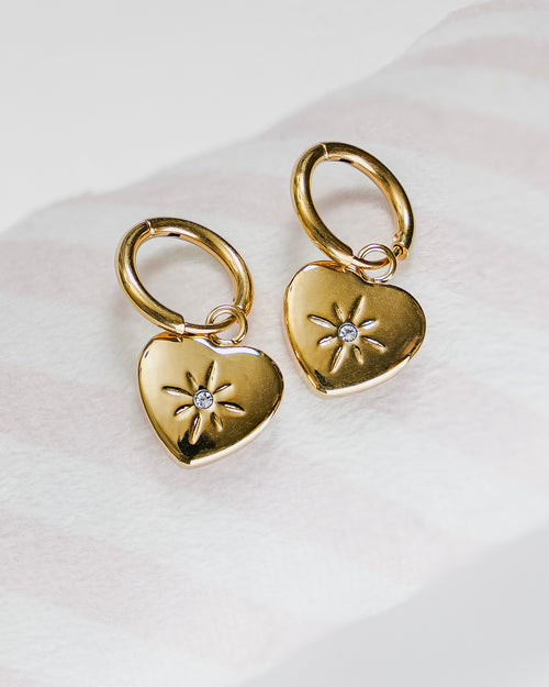 Maggie - Heart-shaped 18K Gold-plated Huggie Earrings