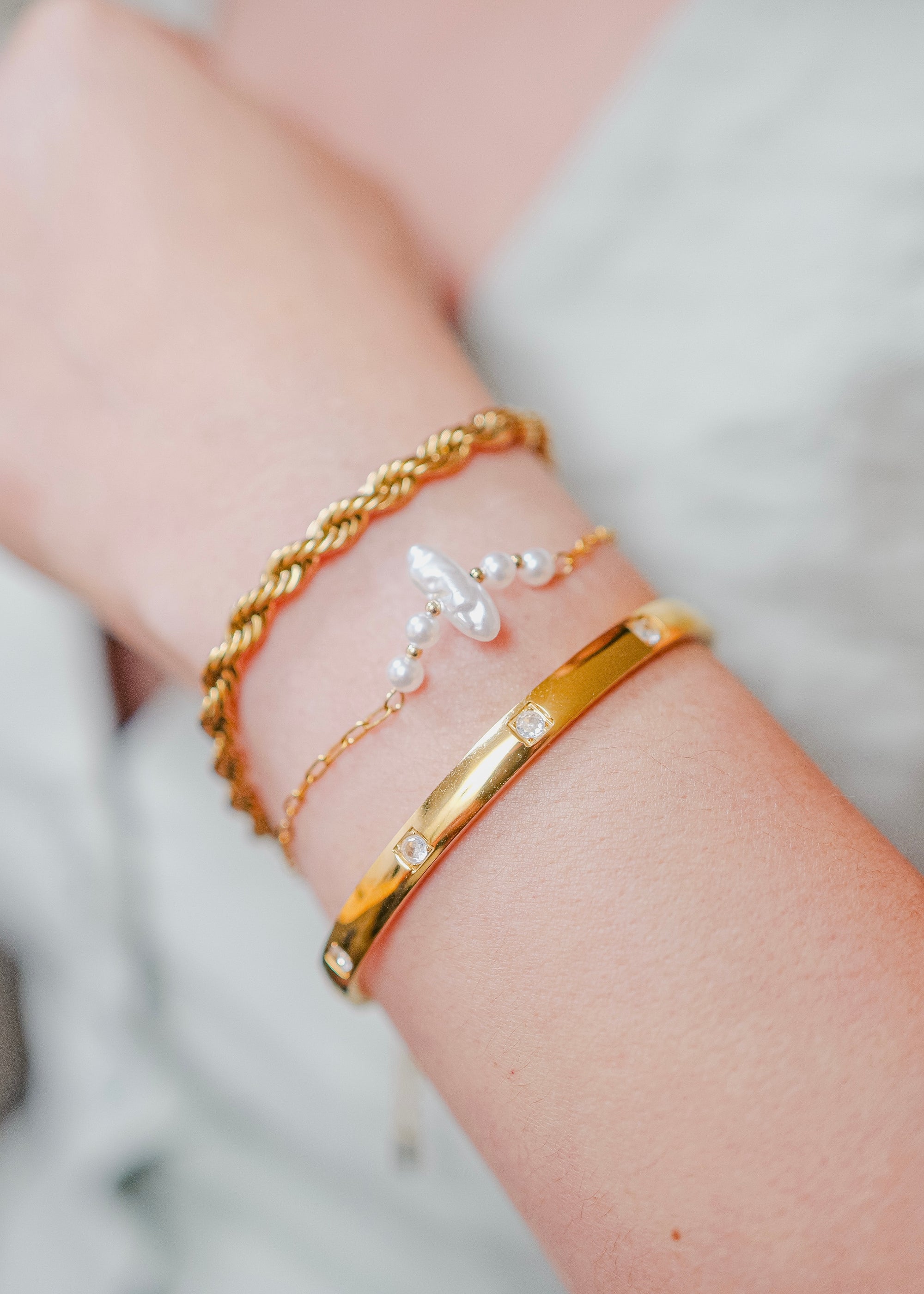 Lexie 18K Gold Non-Tarnish Pearl Chain Bracelet