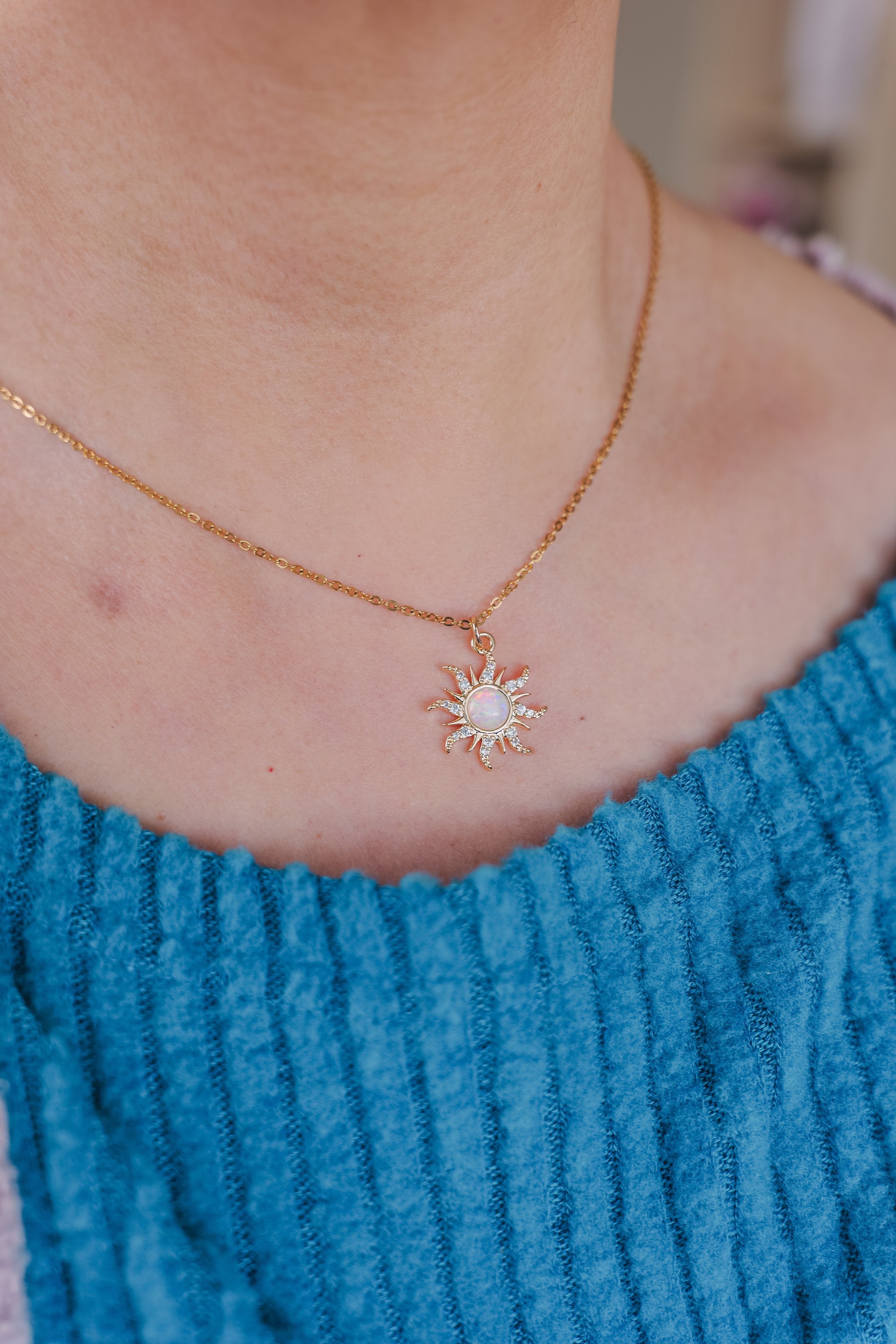 Sunfire Opal Necklace in Stainless Steel