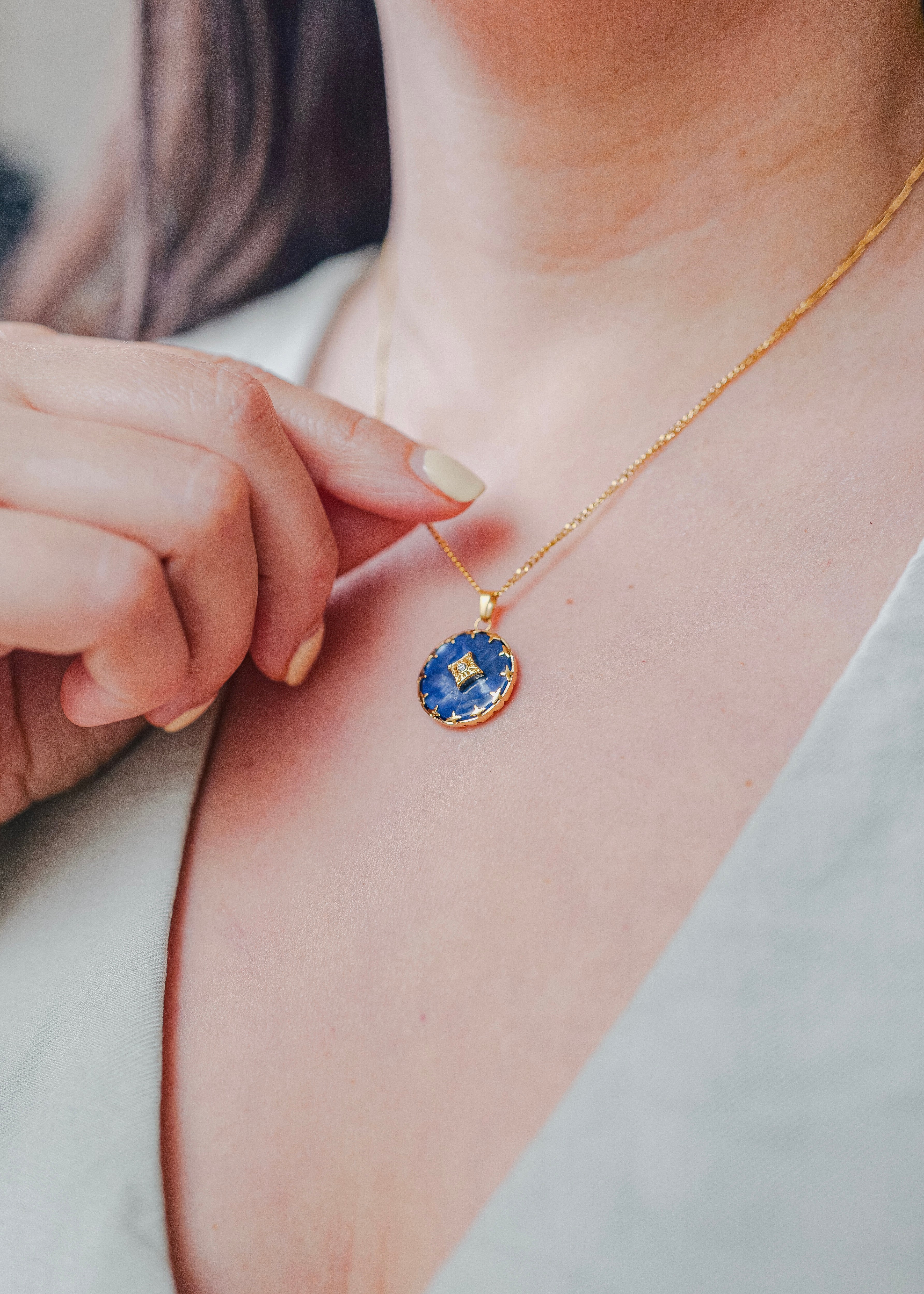 Capri 18K Non-Tarnish Gemstone Round Necklace