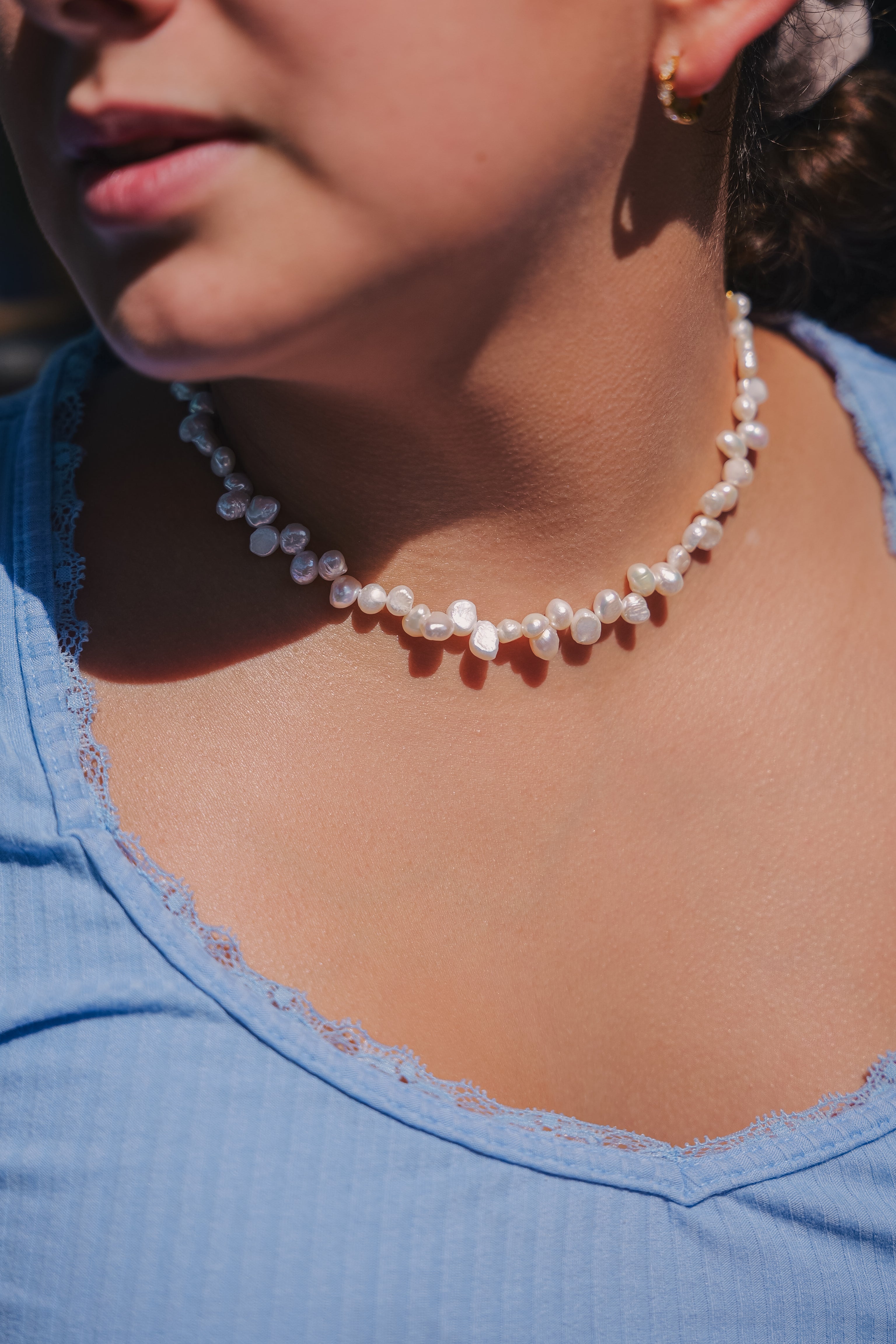 Olivia Baroque Freshwater Pearls Choker 14.5"