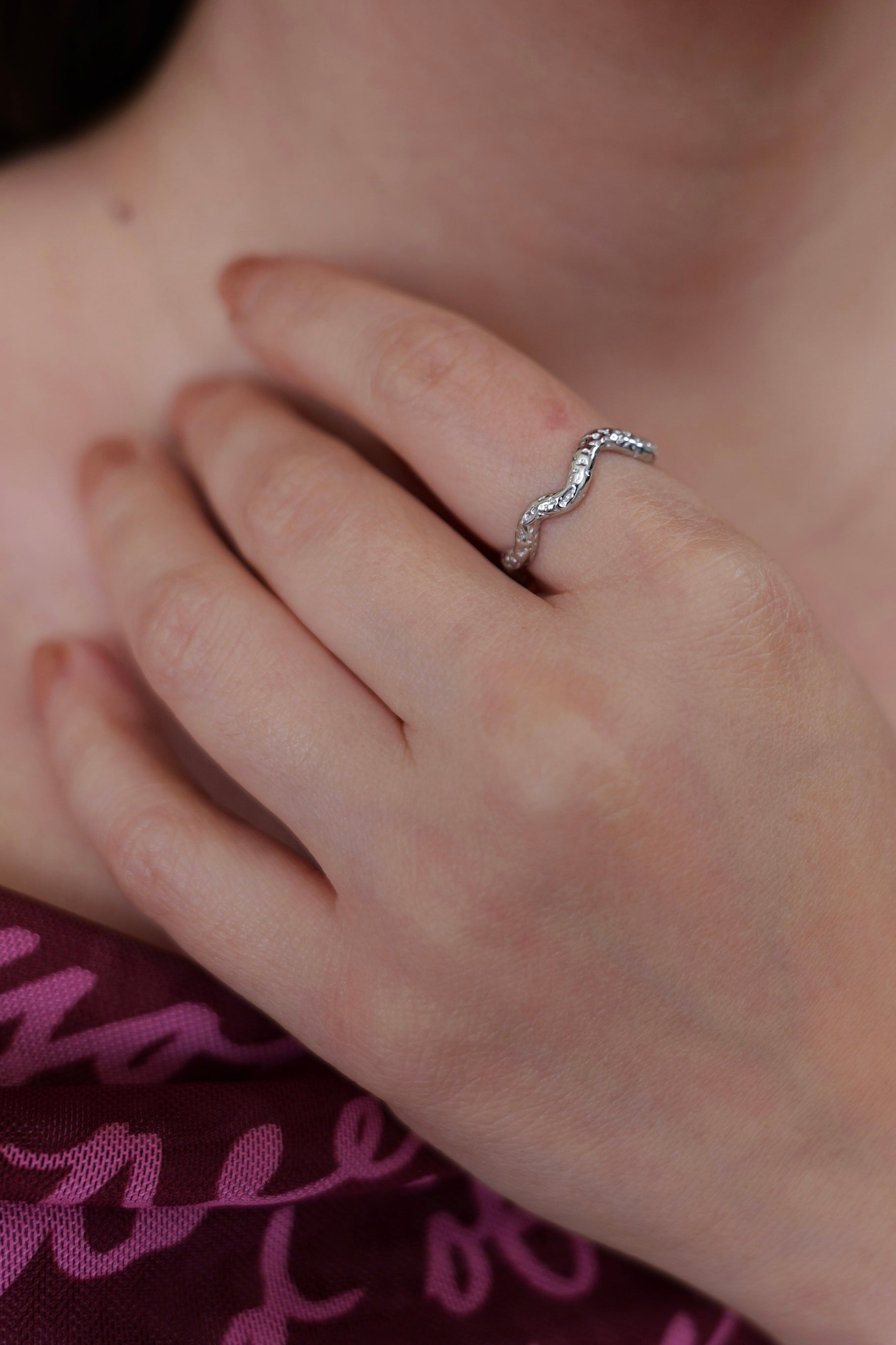 Golden Wave Textured Ring