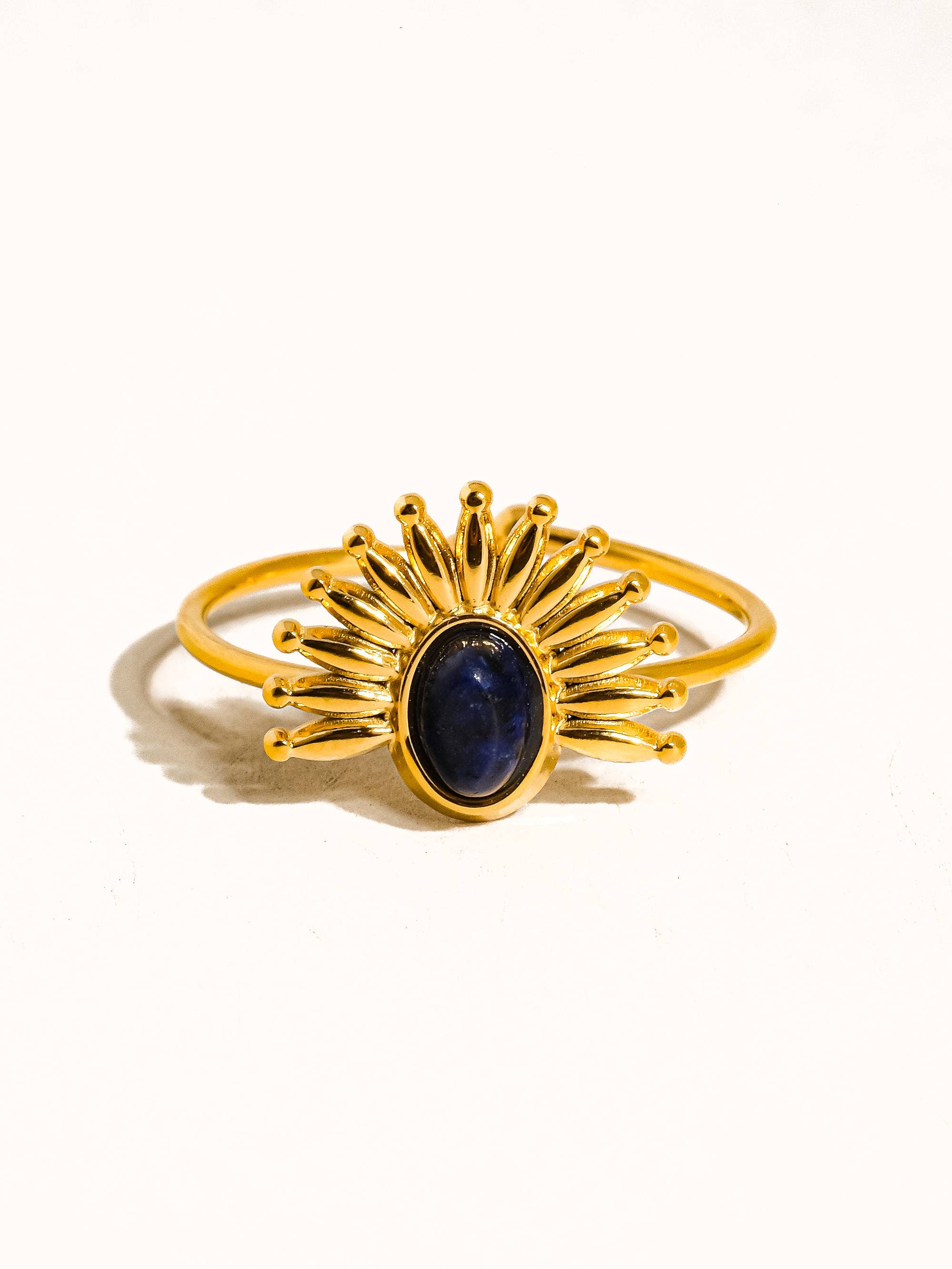 Fabienne 18K Gold Non-Tarnish Sun Blue Stone Ring