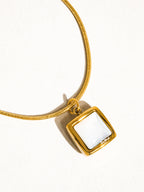 Hazel 18K Gold Non-Tarnish Square Shell Necklace