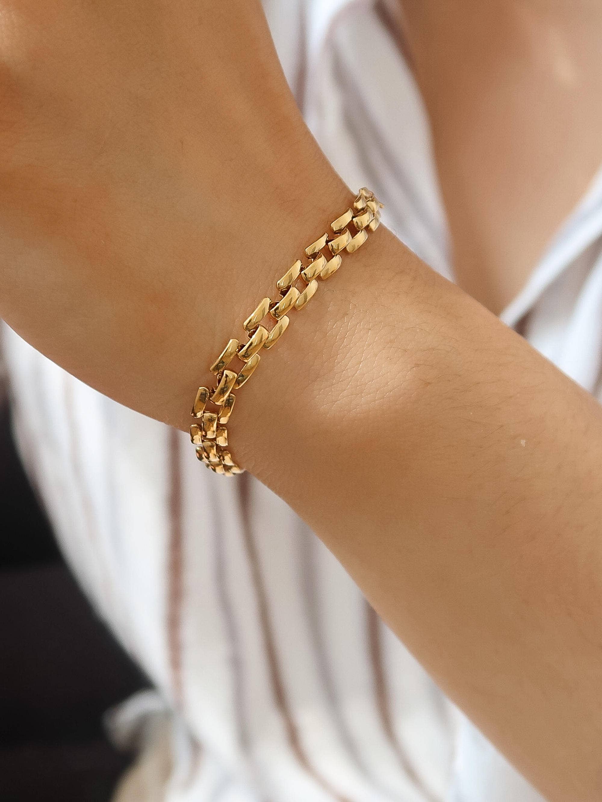 Anya 18K Gold Non-Tarnish Flat Chain Bracelet