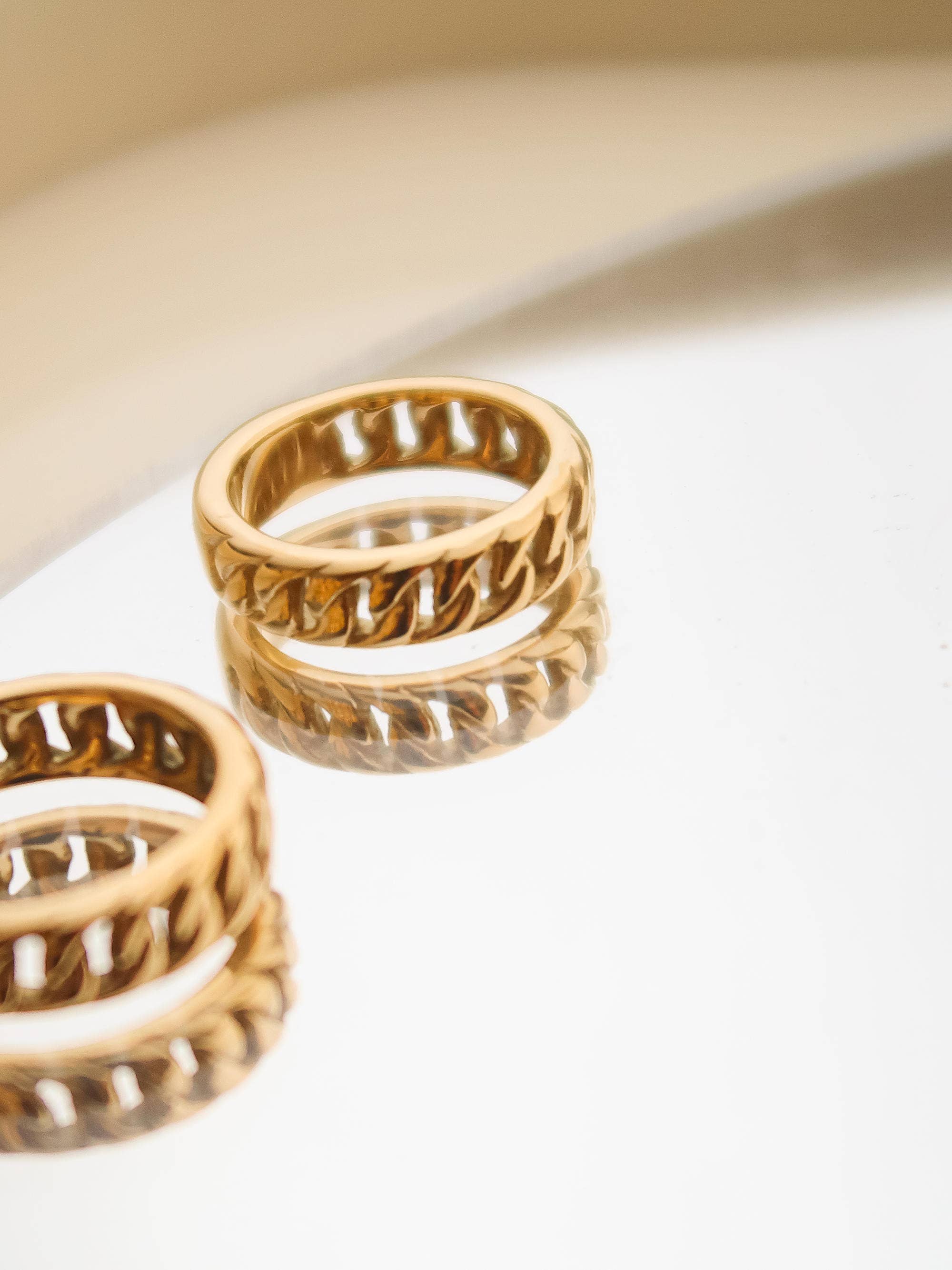 Elly 18K Non-Tarnish Stainless Steel Braided Chain Ring