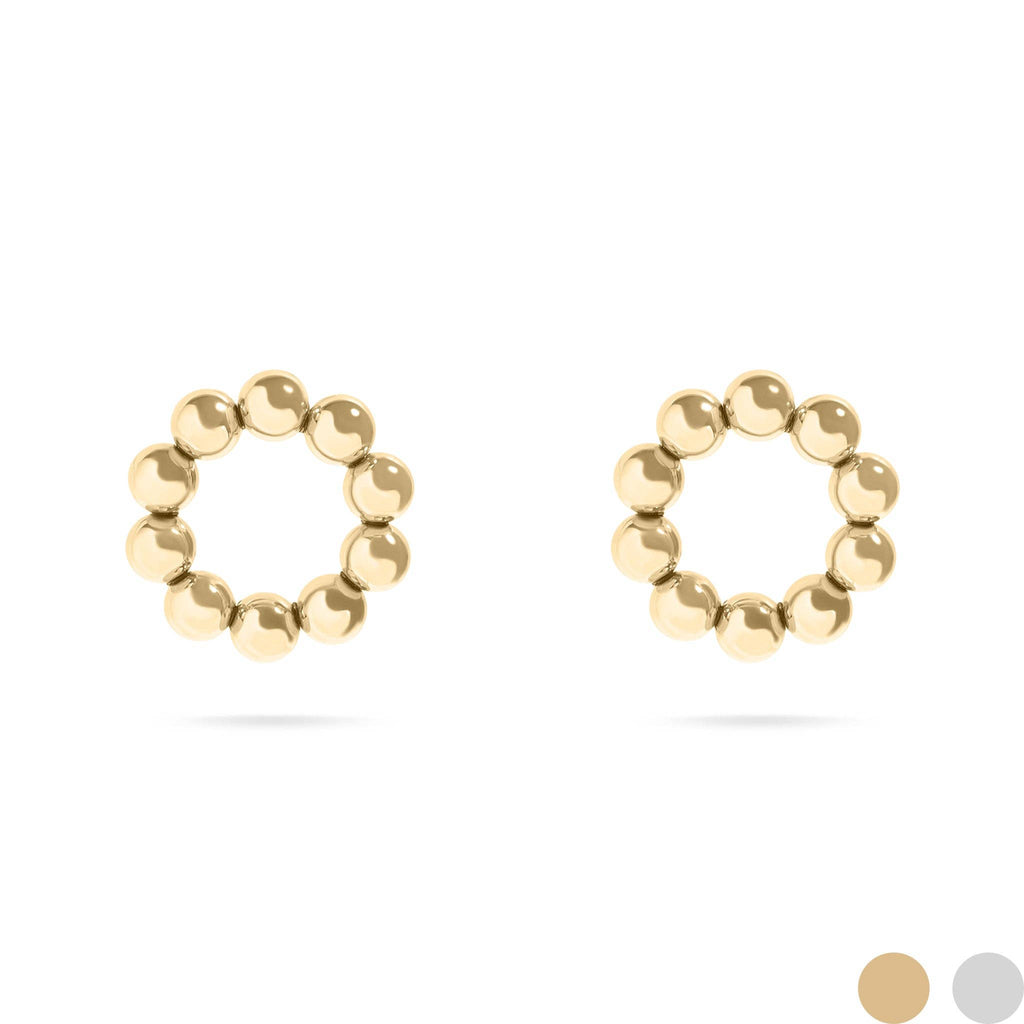 Izzy 15mm 18K Gold Stainless Steel Beaded Front Hoops