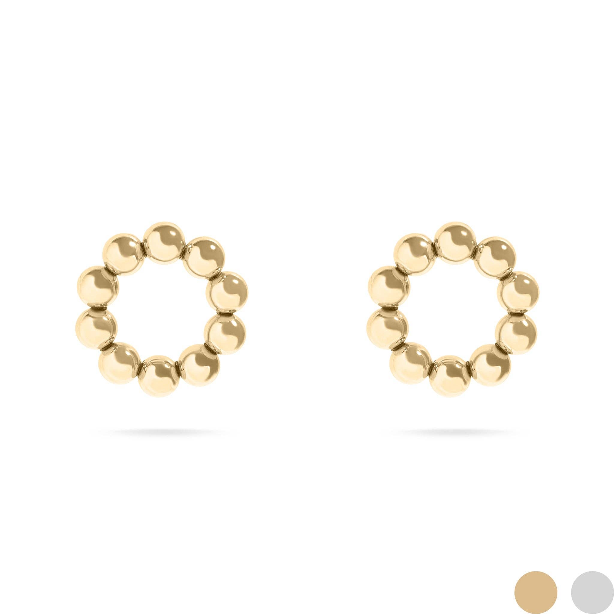 Izzy 15mm 18K Gold Stainless Steel Beaded Front Hoops