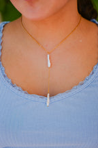 Baroque Pearl Lariat Necklace | Gold-Plated Stainless Steel, Tarnish-Free