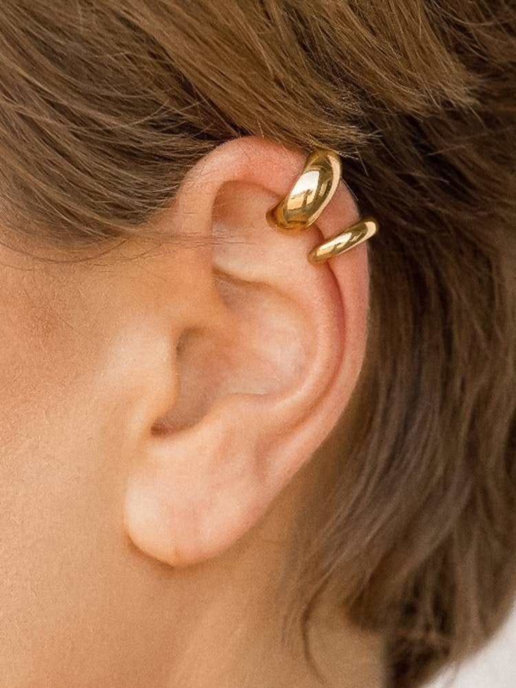 Enzo 18K Gold Non-Tarnish Small Ear Cuff Set