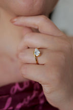 Hannah Pear Ring- Stainless Steel Non Tarnish CZ Ring