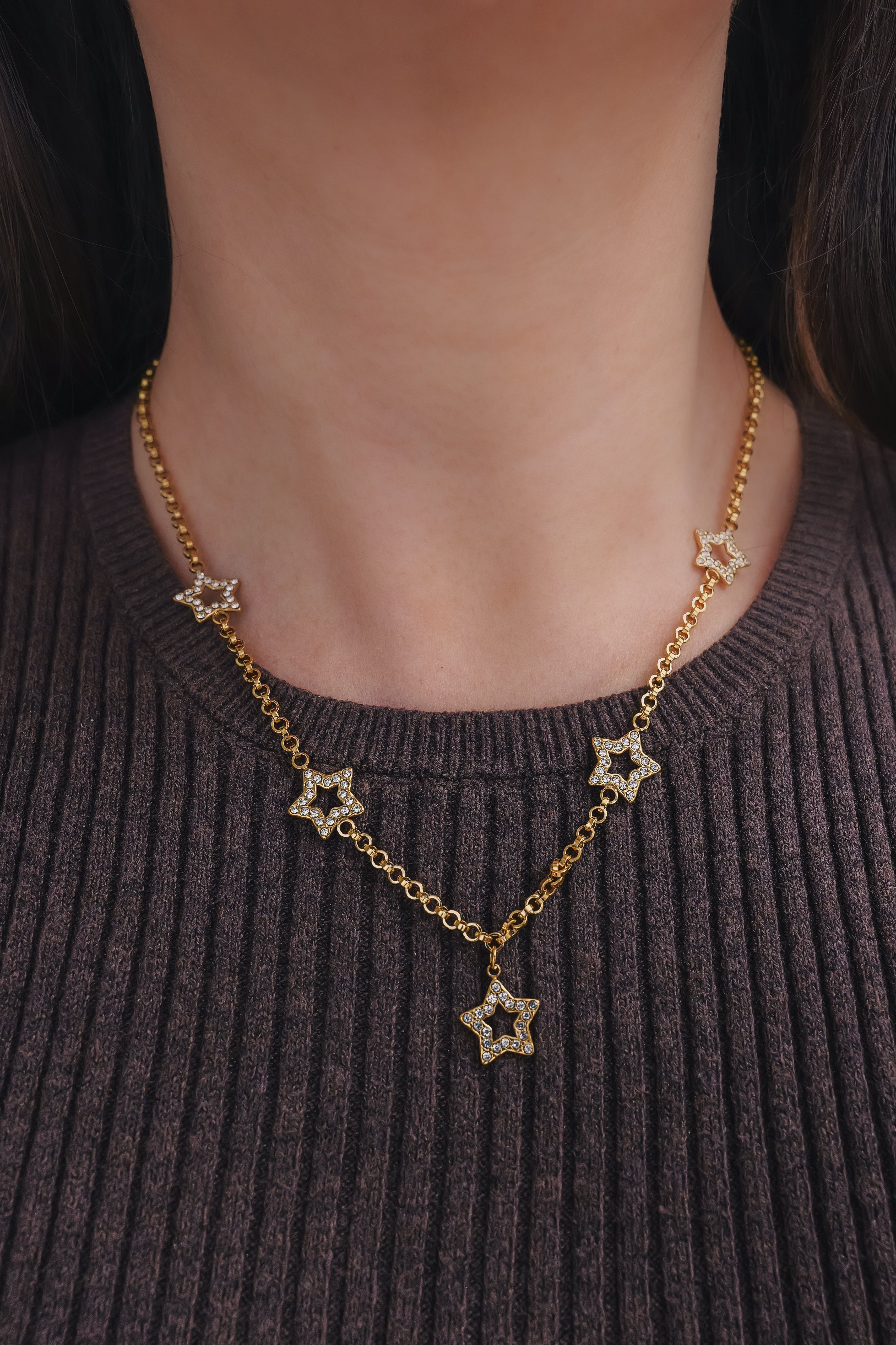 Sparkly Esme Stainless Steel Star Necklace