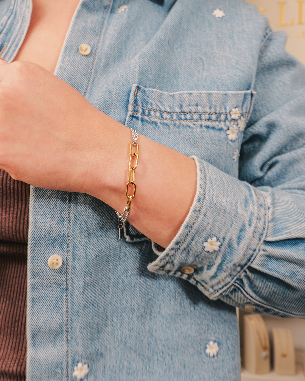 Cool Girl Energy Two Tone Necklace and Bracelet Set