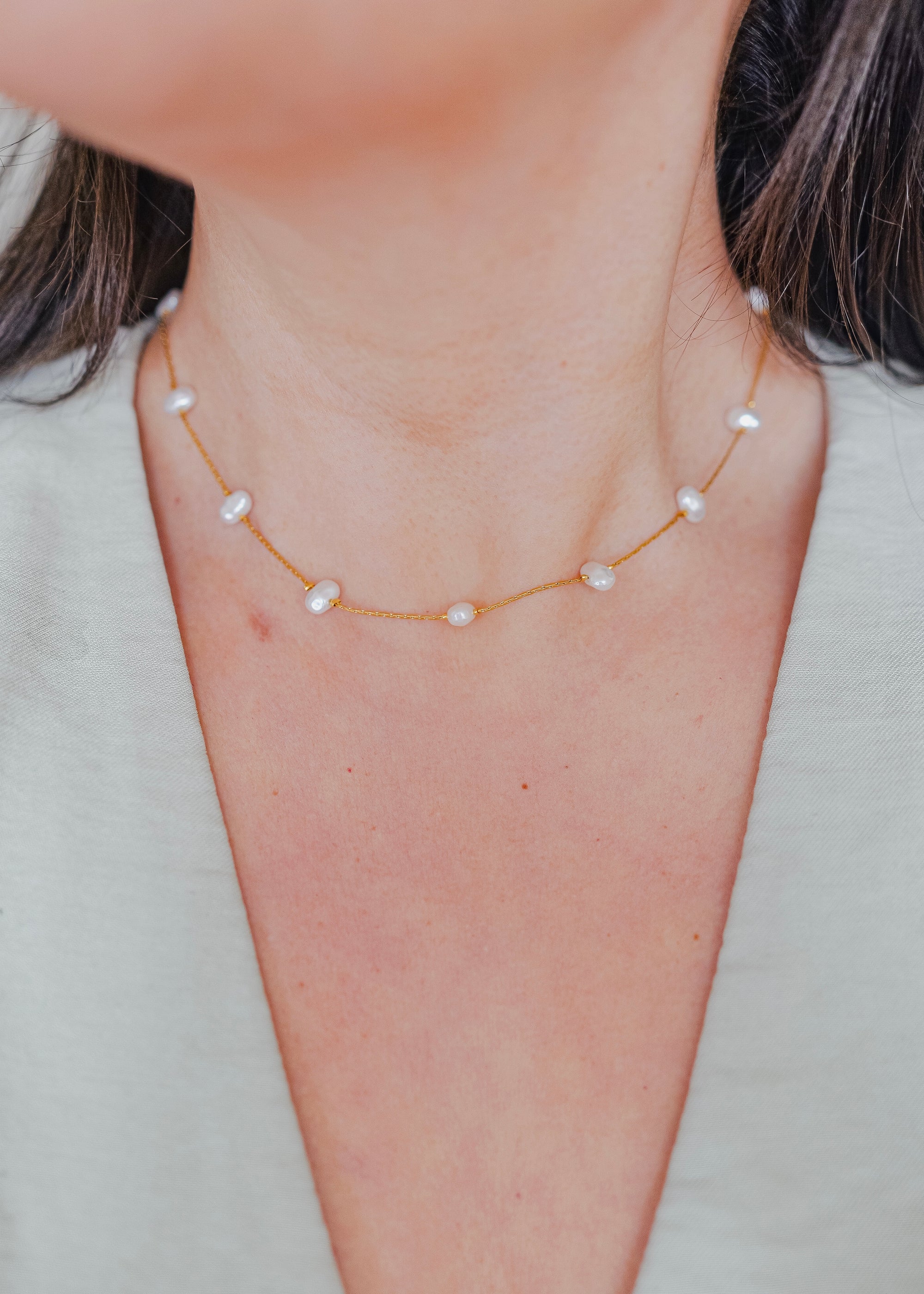 Sophie 18K Non-Tarnish Petite Pearl Necklace