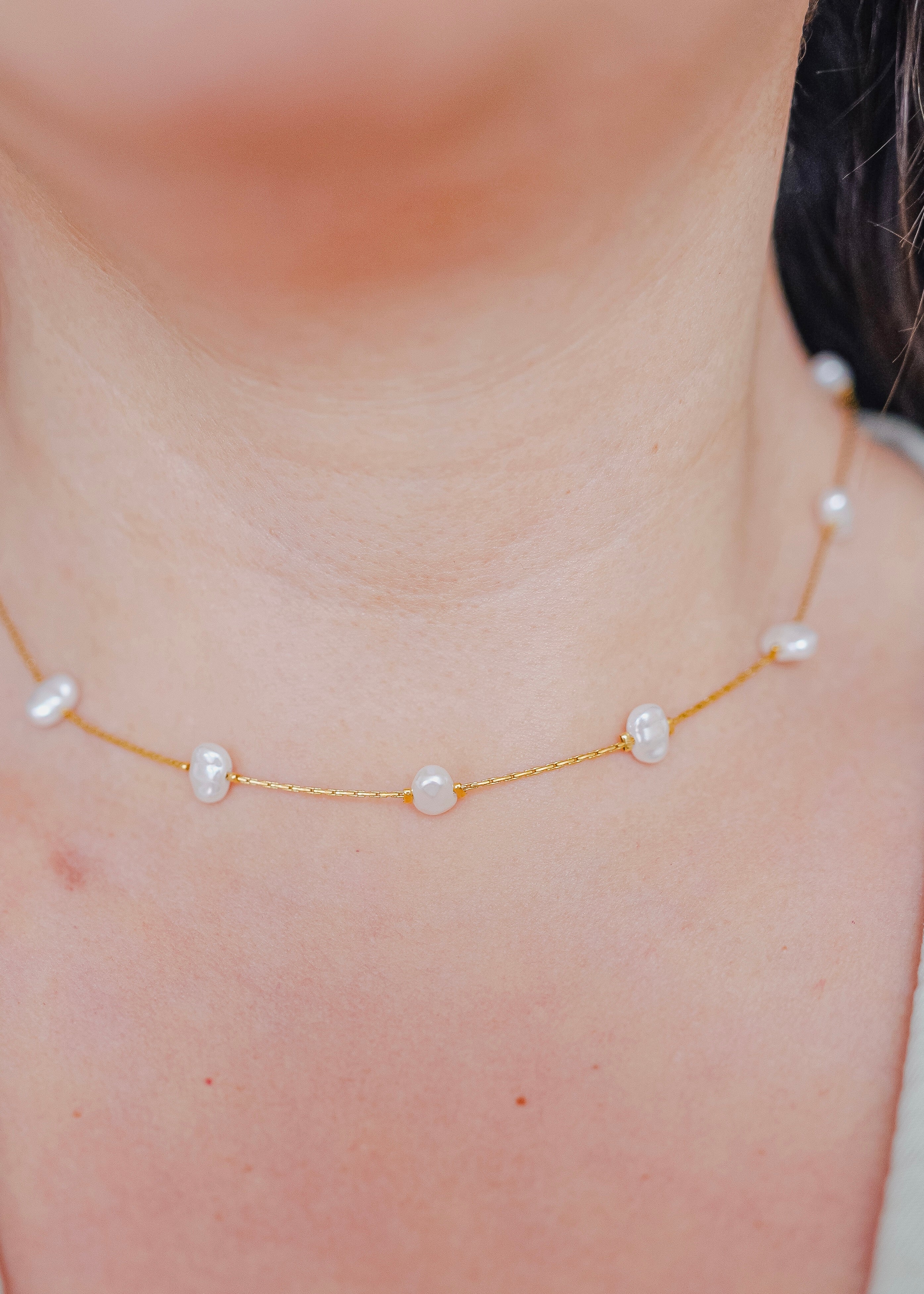 Sophie 18K Non-Tarnish Petite Pearl Necklace