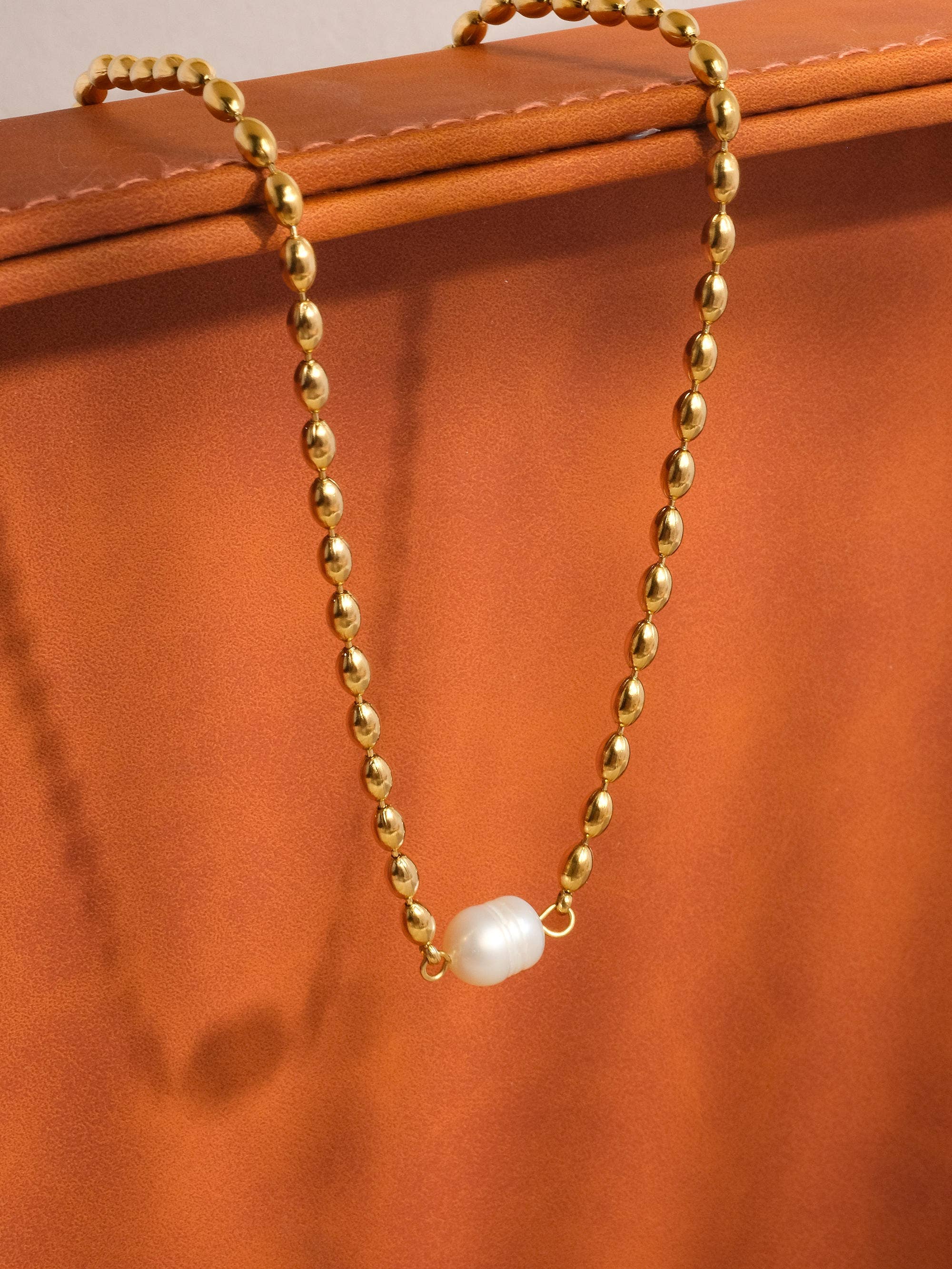Izzy 18K Gold Non-Tarnish Pearl Ball Chain Necklace