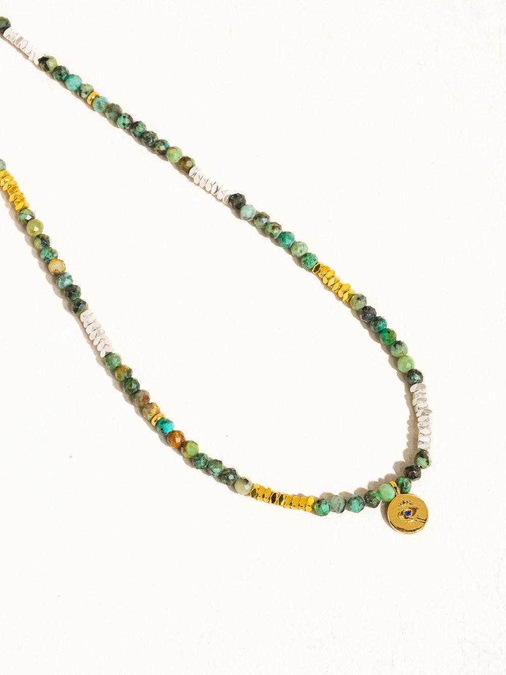 Emerald Evil Eye Green Necklace Boho Style
