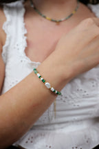 Emerald 18K Non-Tarnish Bohemian Stone and Bead Faye Green Bracelet