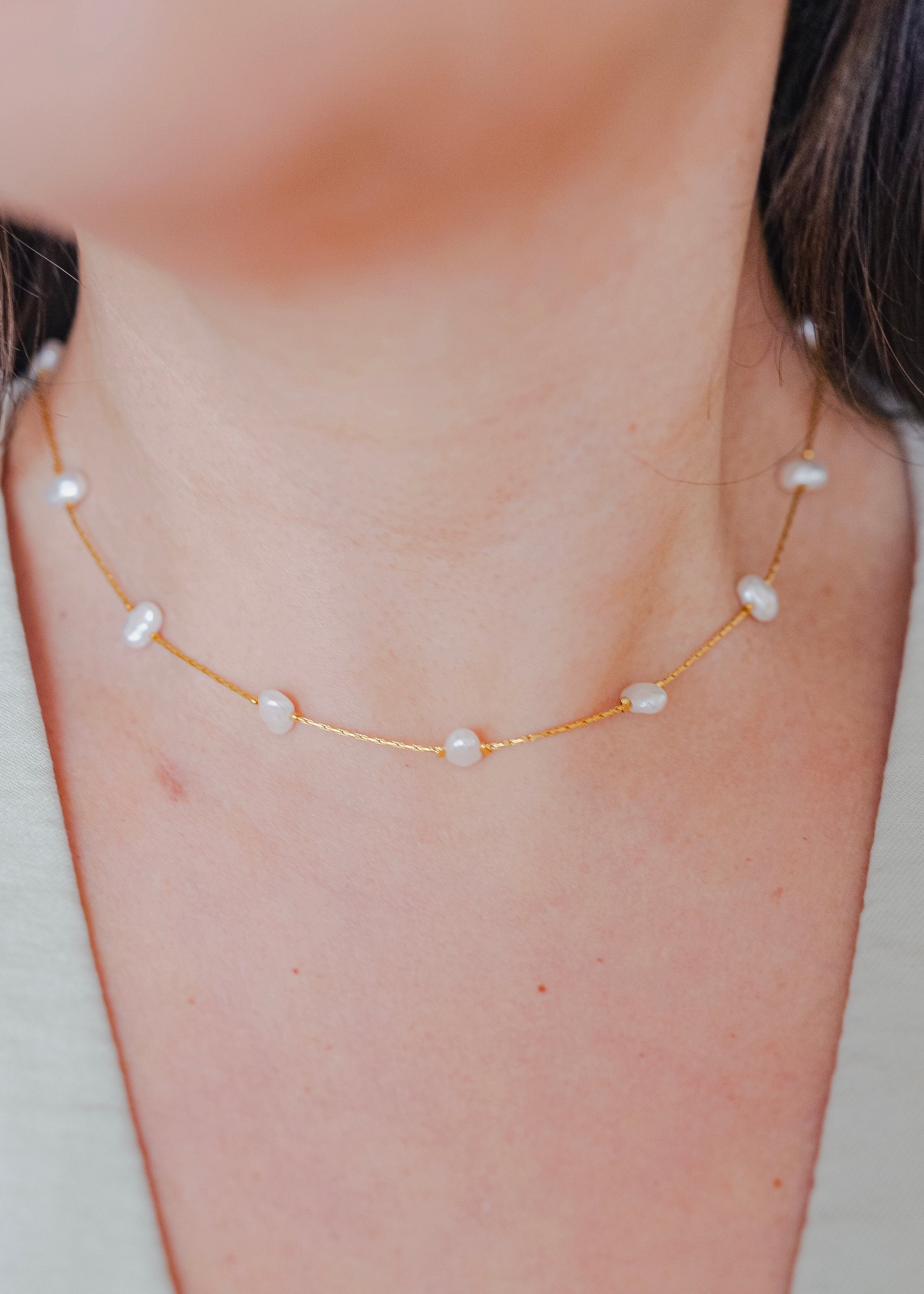 Sophie 18K Non-Tarnish Petite Pearl Necklace