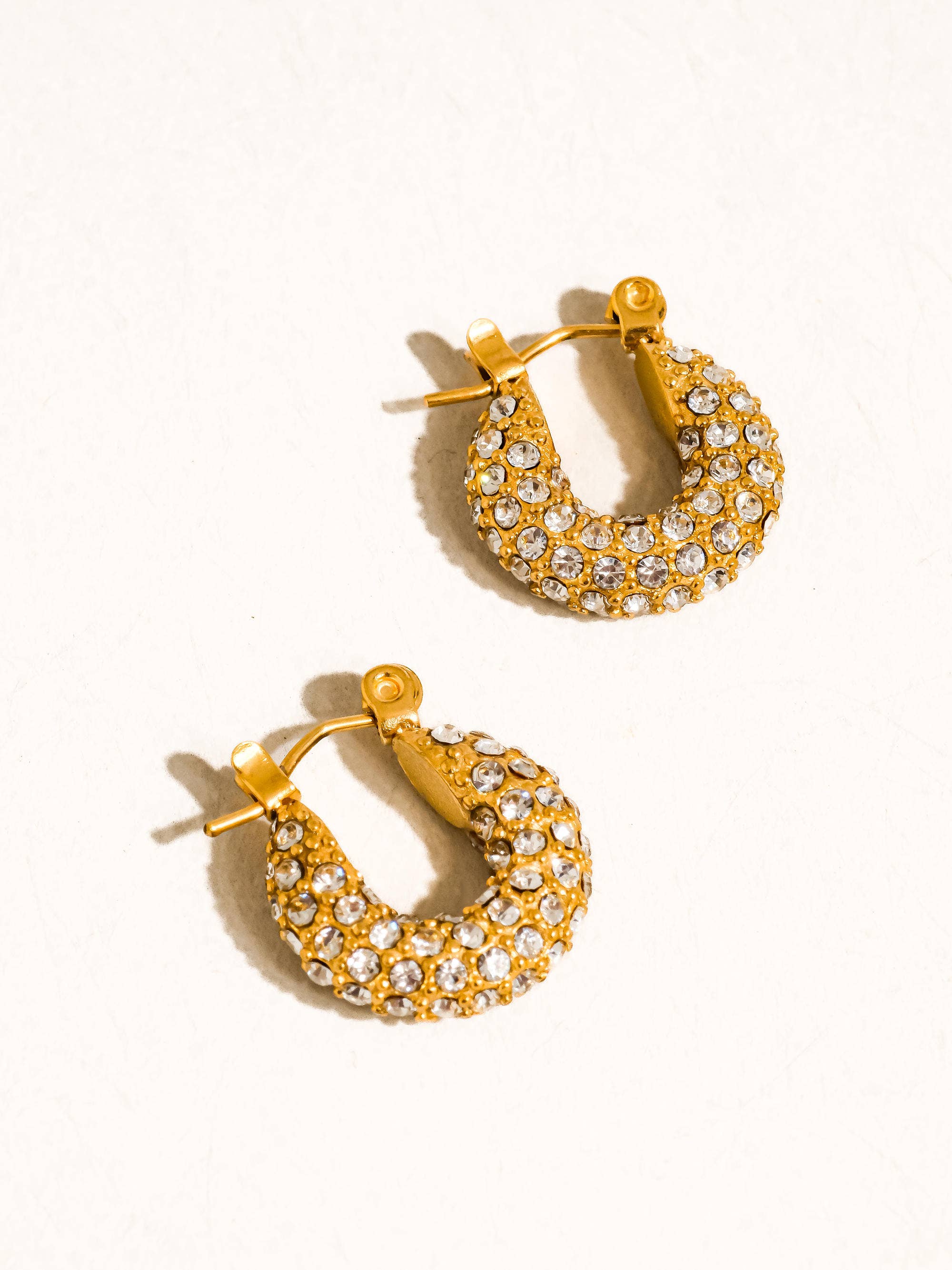 Carrie 18K Gold Non-Tarnish Glam CZ Hoop Earring