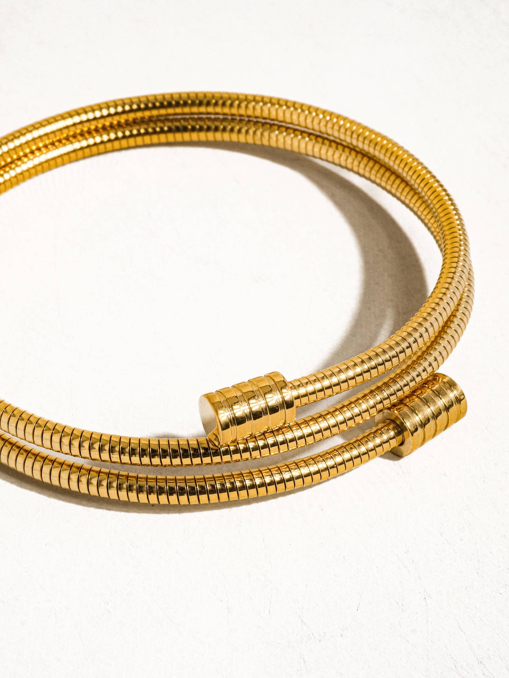 Samantha Non-Tarnish Round Snake Gold Chain Bracelet