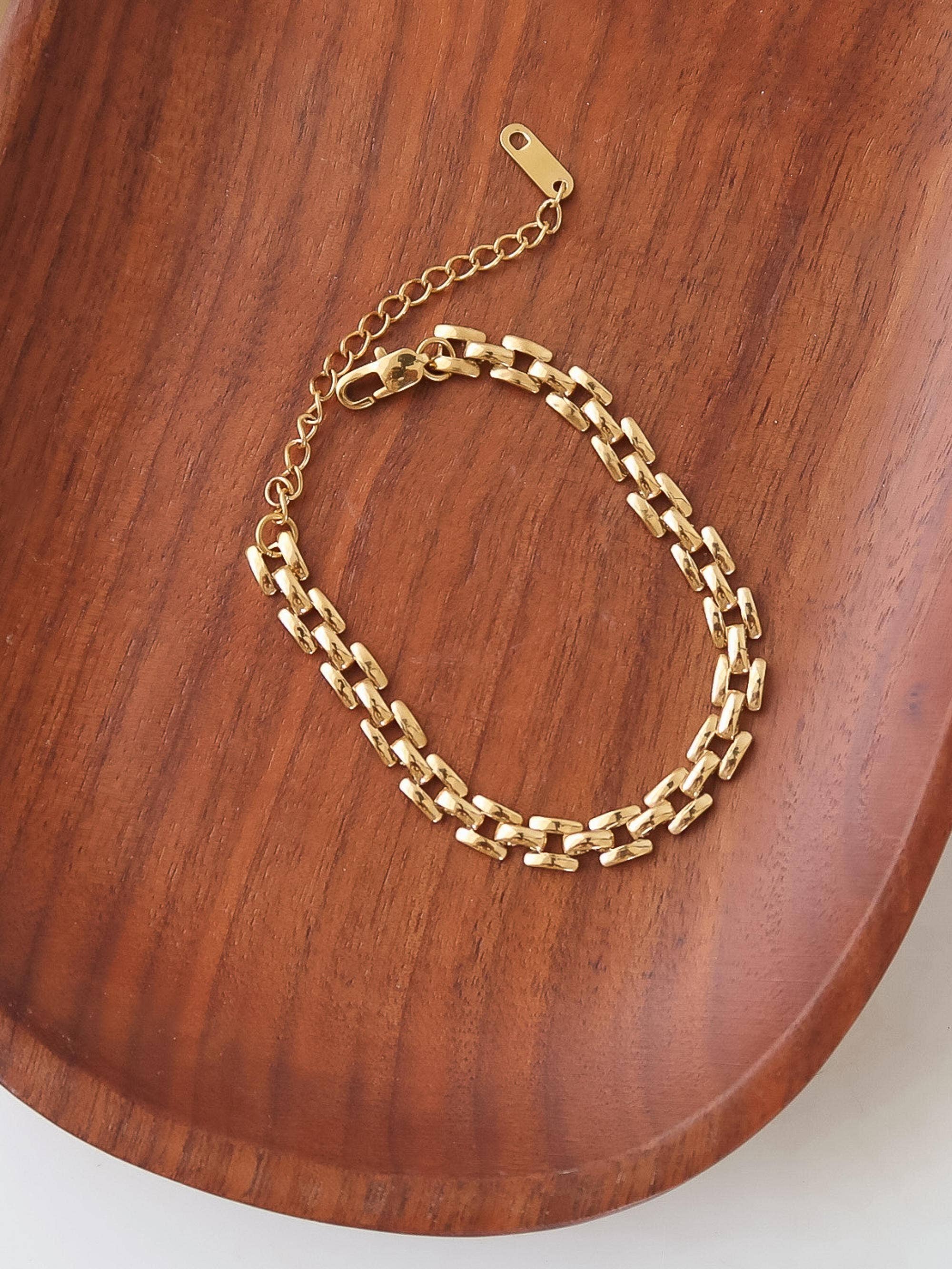Anya 18K Gold Non-Tarnish Flat Chain Bracelet