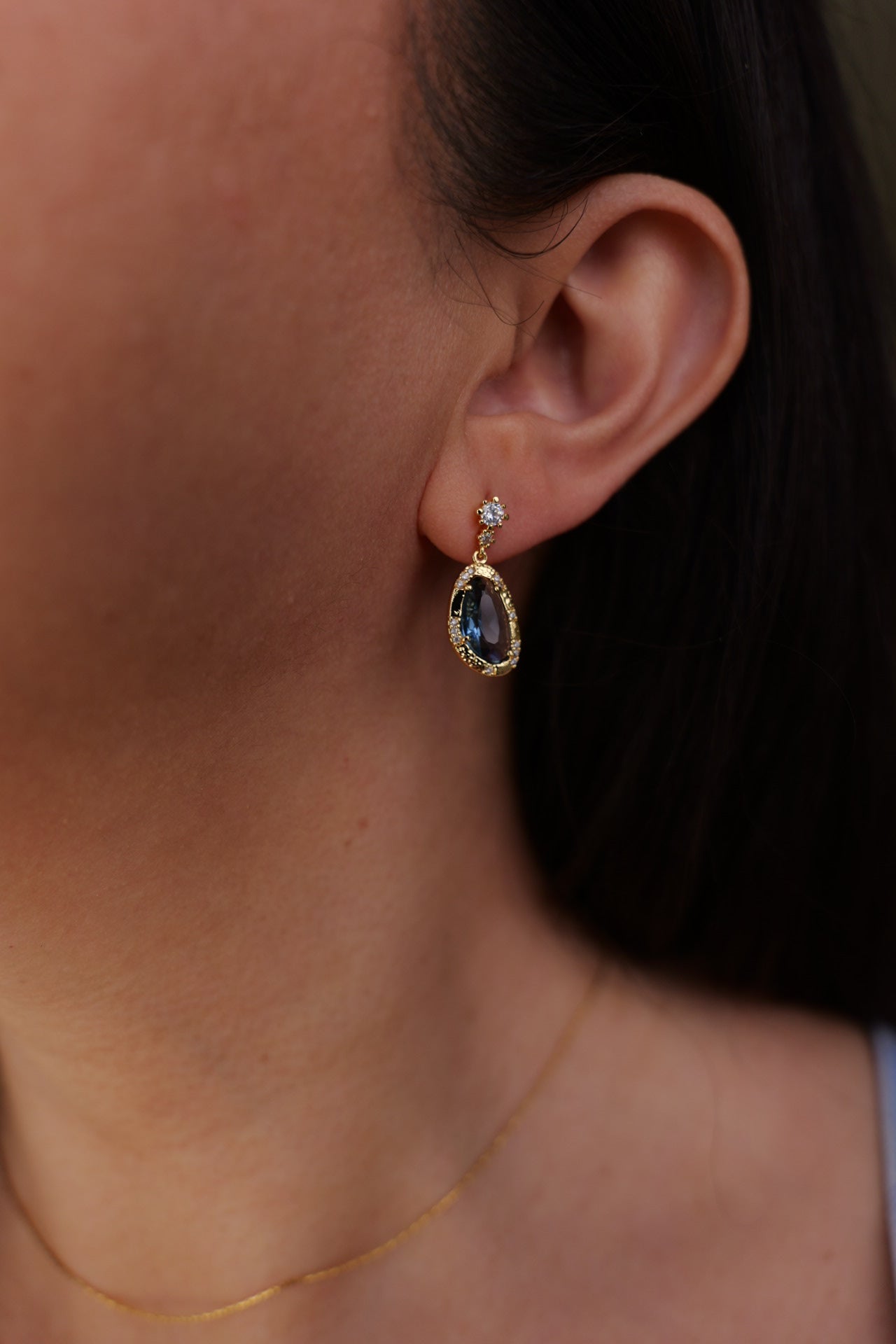 Isabella 18K Gold Dressy Gemstone Statement Earring