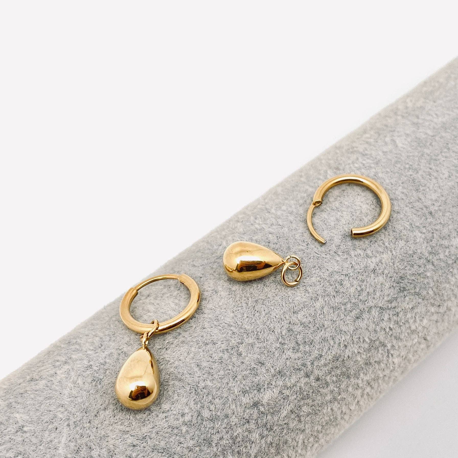 Teardrop 18k Gold Plated Stainless Steel Huggie Earrings