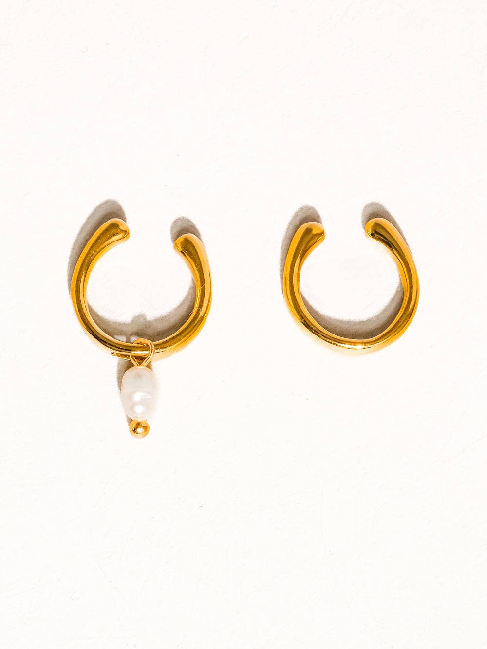 Ari 18K Gold Non-Tarnish Pearl Hoop Ear Cuff
