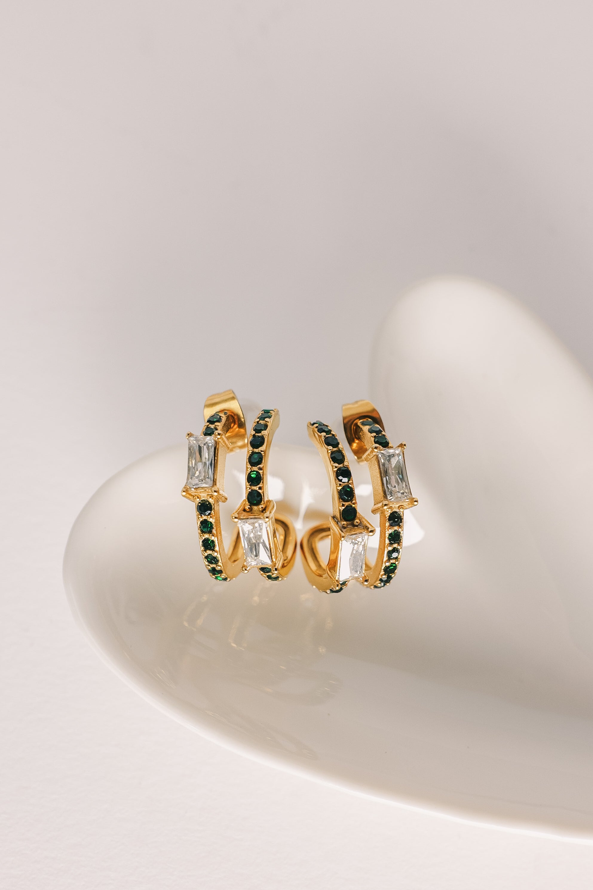 Ivy Emerald Green Cz Hoops