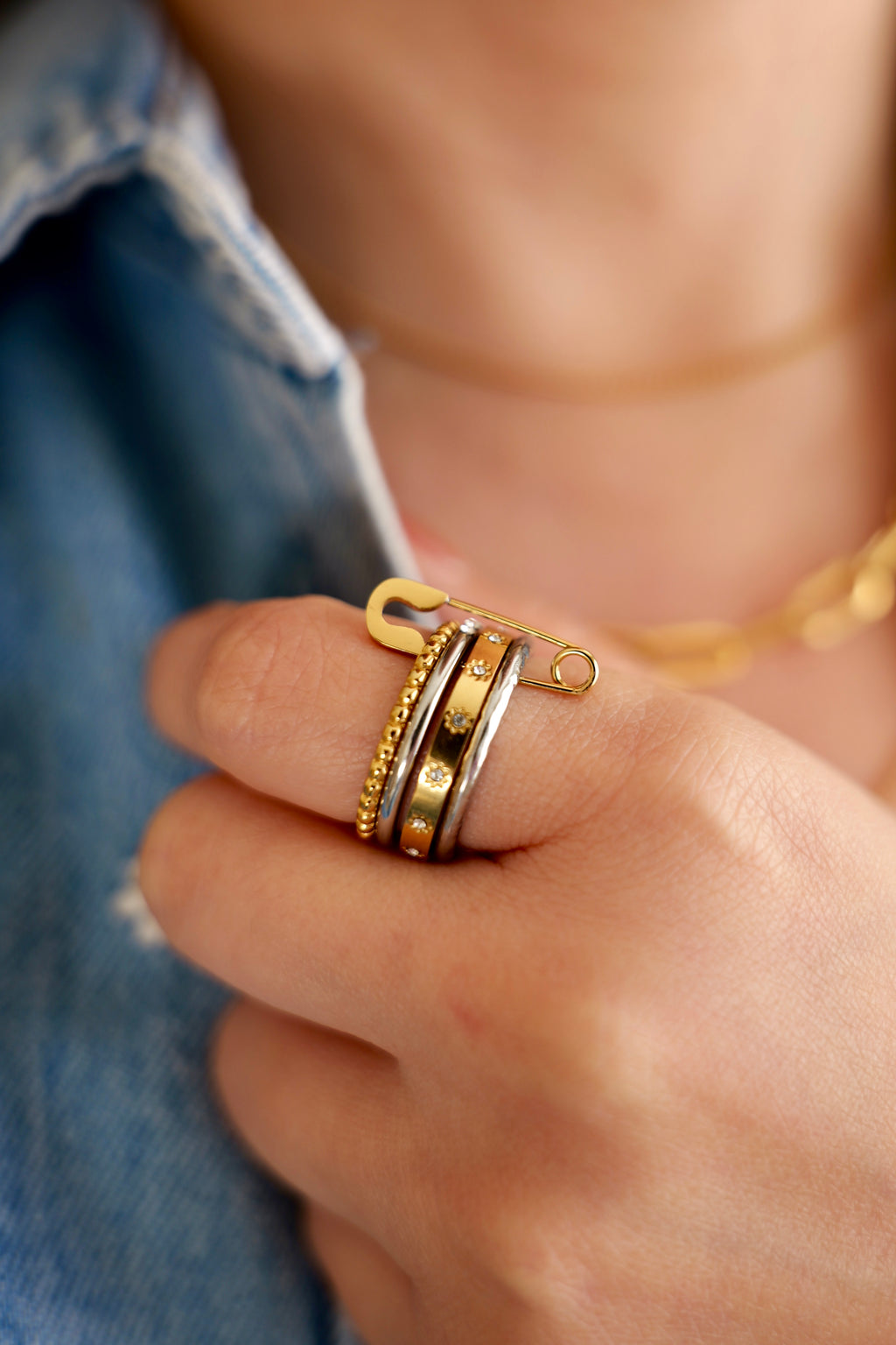 Mixed Tones Stackable Ring
