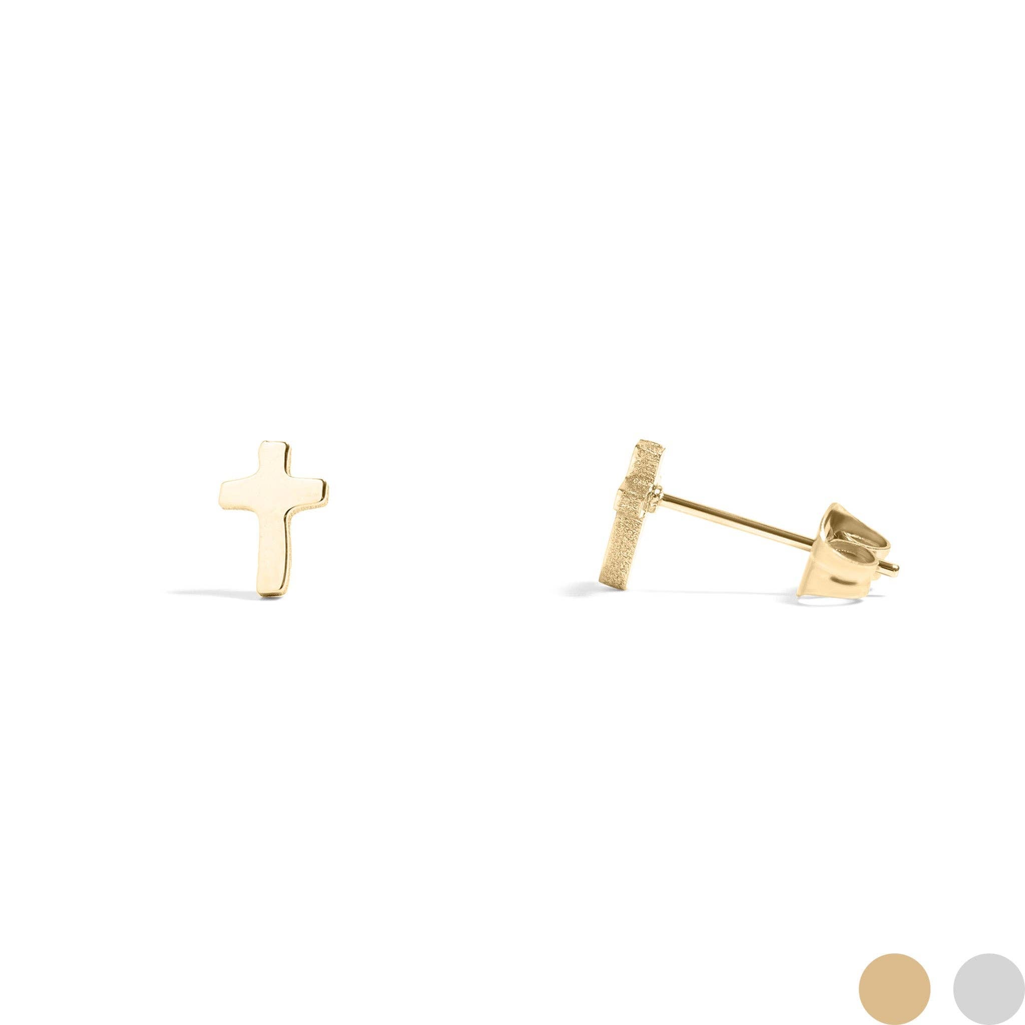 Ingrid 18K Gold Stainless Steel Cross Stud Earrings
