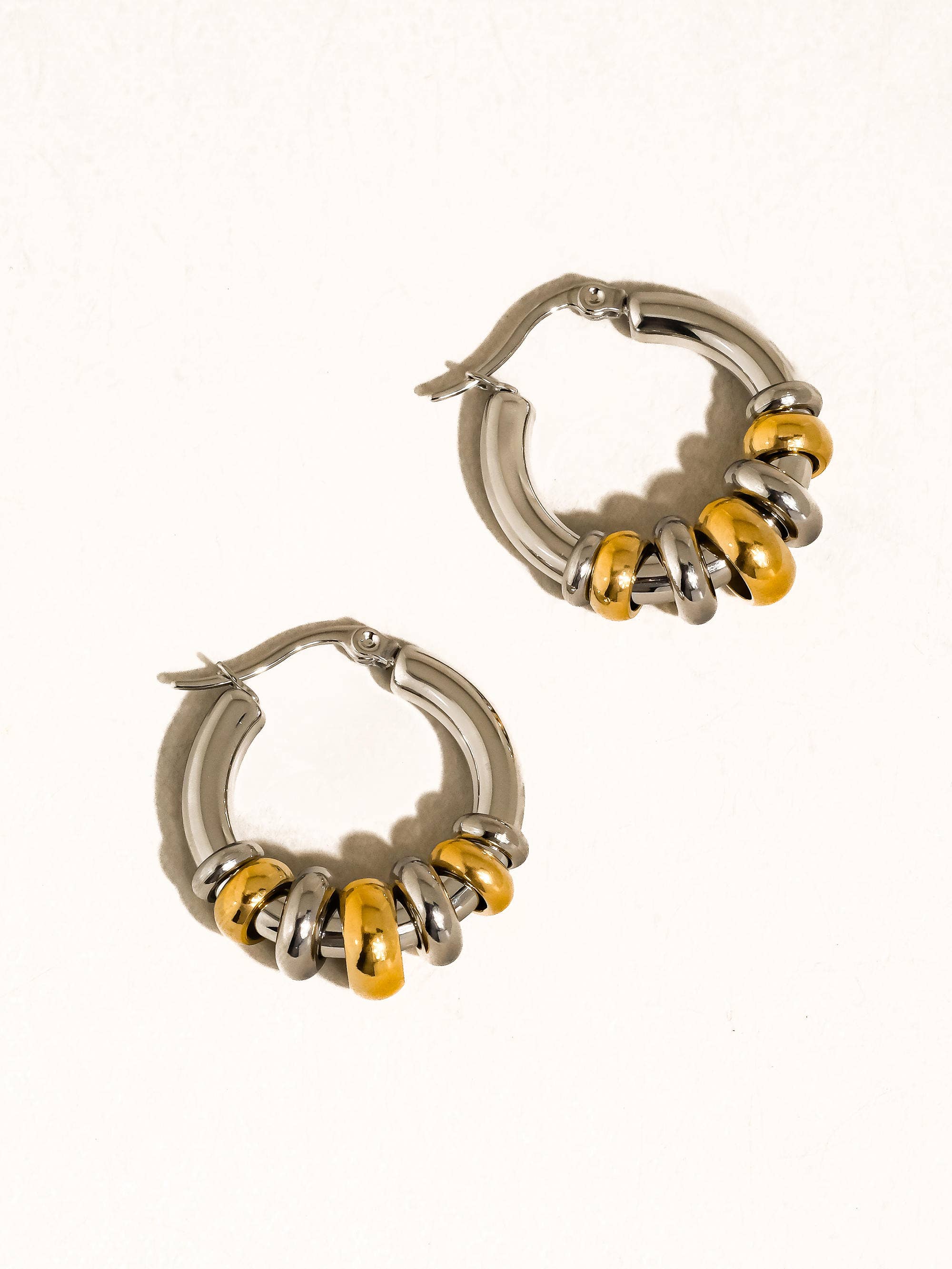 Lorna 18K Gold Non-Tarnish Two Tone Hoop Earring