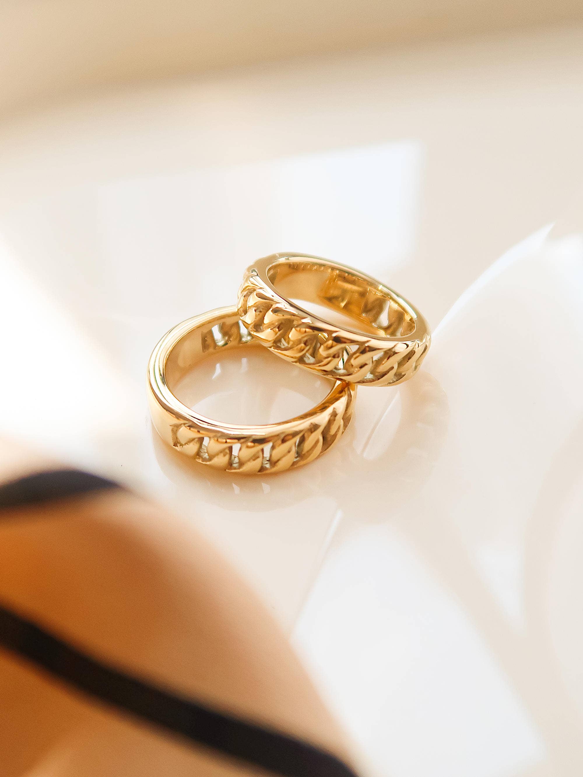 Elly 18K Non-Tarnish Stainless Steel Braided Chain Ring